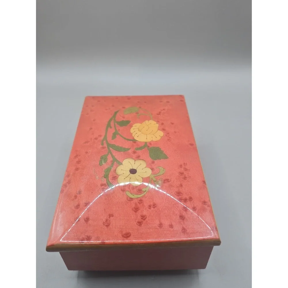 Vintage Capra Industries Wooden Music Box Inlaid Plays 'Love Story' USA Works